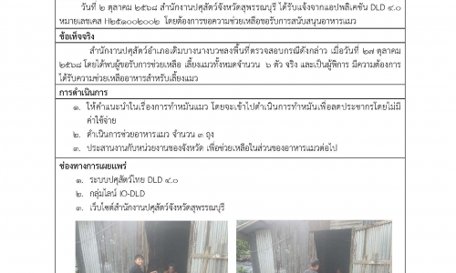 ขอความช่วยเหลือขอรับการสนับสนุนอาหารแมว